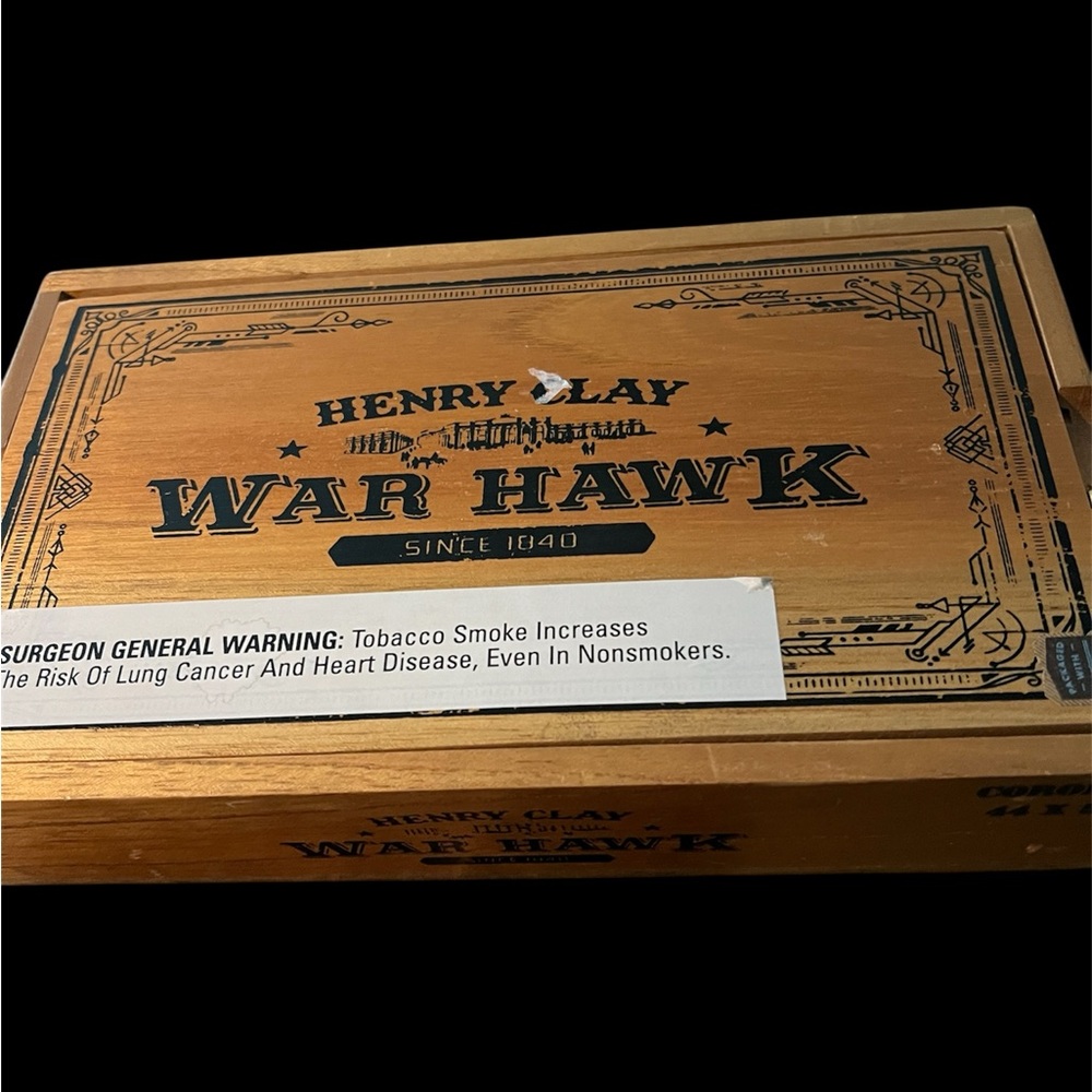 Henry Clay War Hawk Corona Empty Wooden Cigar Box 10x6x2.25